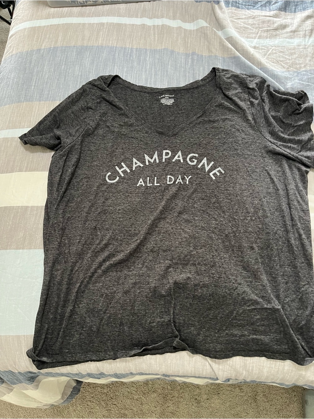 Lane Bryant Charcoal 'Champagne All Day' Short Sleeve Graphic Tee